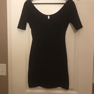 Black Mini Scoop Neck Dress